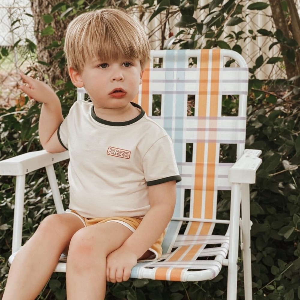 The Sunday Collective NWT Kids Cream and Green Logo T-Shirt 3Y